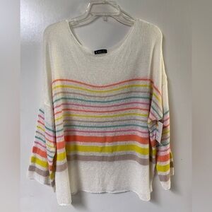 NWT Very J Sweater Striped Lightweight Womens Size 1X Spring Pullover Semi Sheer